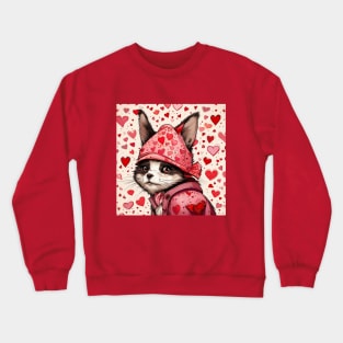 Cute valentines day cat gift ideas hearts gift ideas Crewneck Sweatshirt